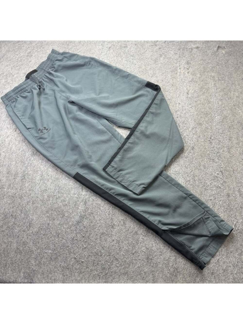 Under Armour Windbreaker Track Pants Men L Gray 32" Ankle Zip Vital Ripstop b198